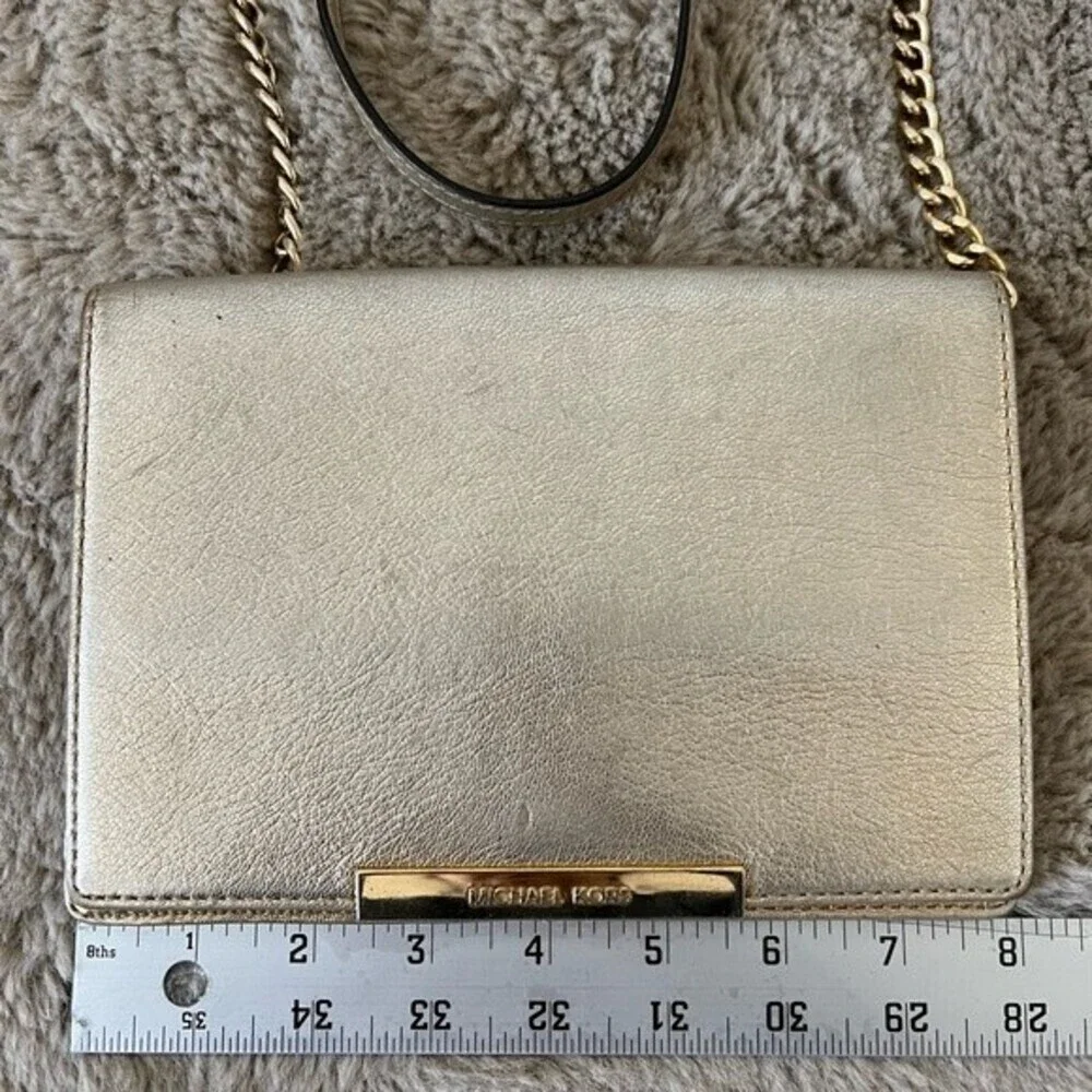 Michael Kors Metallic Gold Chain Crossbody Shoulder Bag Purse